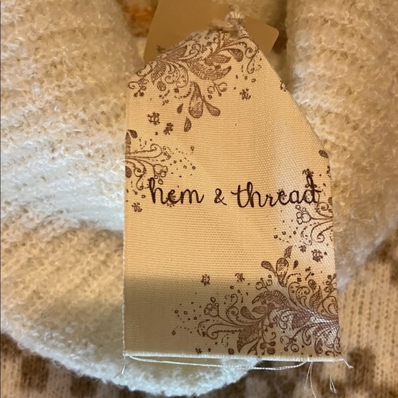 Hem & Thread Cream and Tan Cowl Neck Sweater - Picture 5 of 7